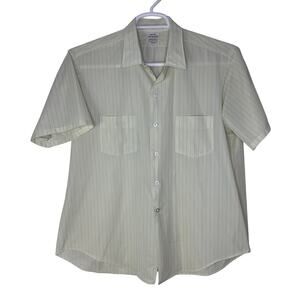 Vintage Van Heusen Vanopress Men's XXL Shirt‎ Button Up Yellow Stripe Rockabilly